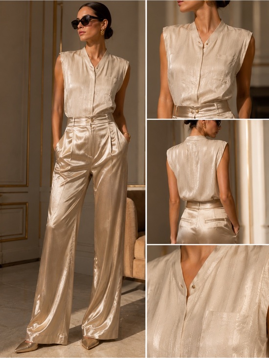 Golden Goose Pants - Golden Goose 100% Silk Sleeveless Top Champagne – NWT /made in Italy